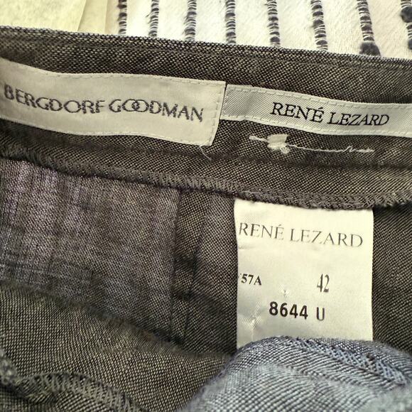90s Vintage RENE LEZARD Bergdorf Goodman Gray Linen Wide Leg Ankle Pants 42 / 10 - Picture 5 of 5